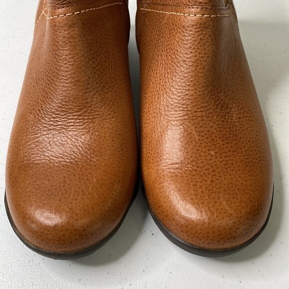 Nurture Grant Honey Brown Leather Boot Zip Ankle Bootie Wedge Heel Classy Neutra - Picture 14 of 16